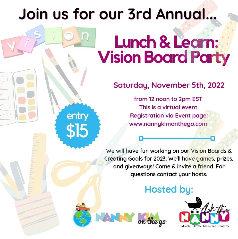3rd annual lunch & learn vision board party! - nanny kim on the go